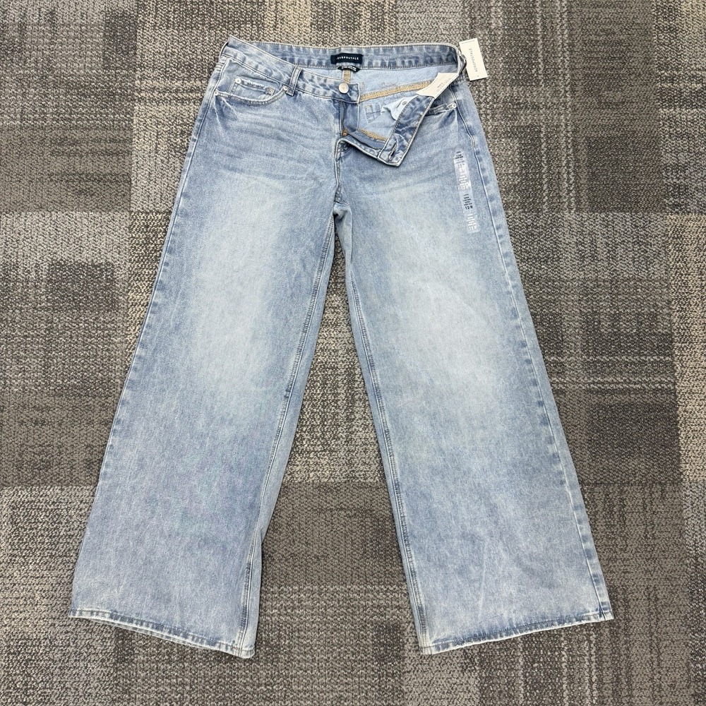 Aeropostale Jeans Womens 12R Super Low-Rise Baggy Wide Leg Jeans Non-Stretch NYC